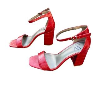 Worthington Block Heel Sandal Ankle Strap 8.5M Reptile Party Career City Holiday